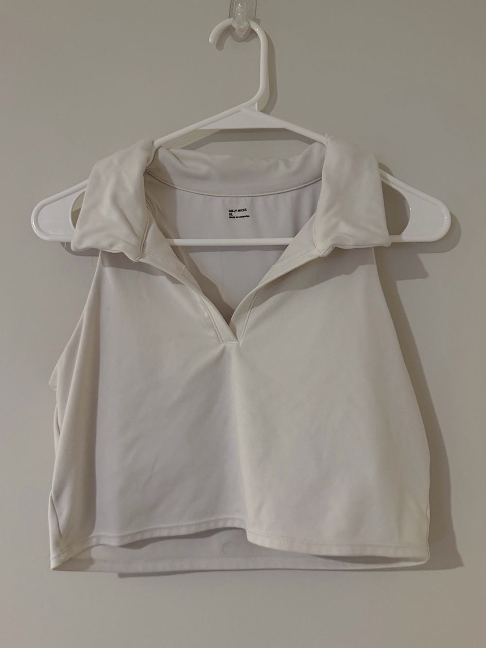 Gilly Hicks White Cropped Sleeveless Collared Polo Top Women’s XL